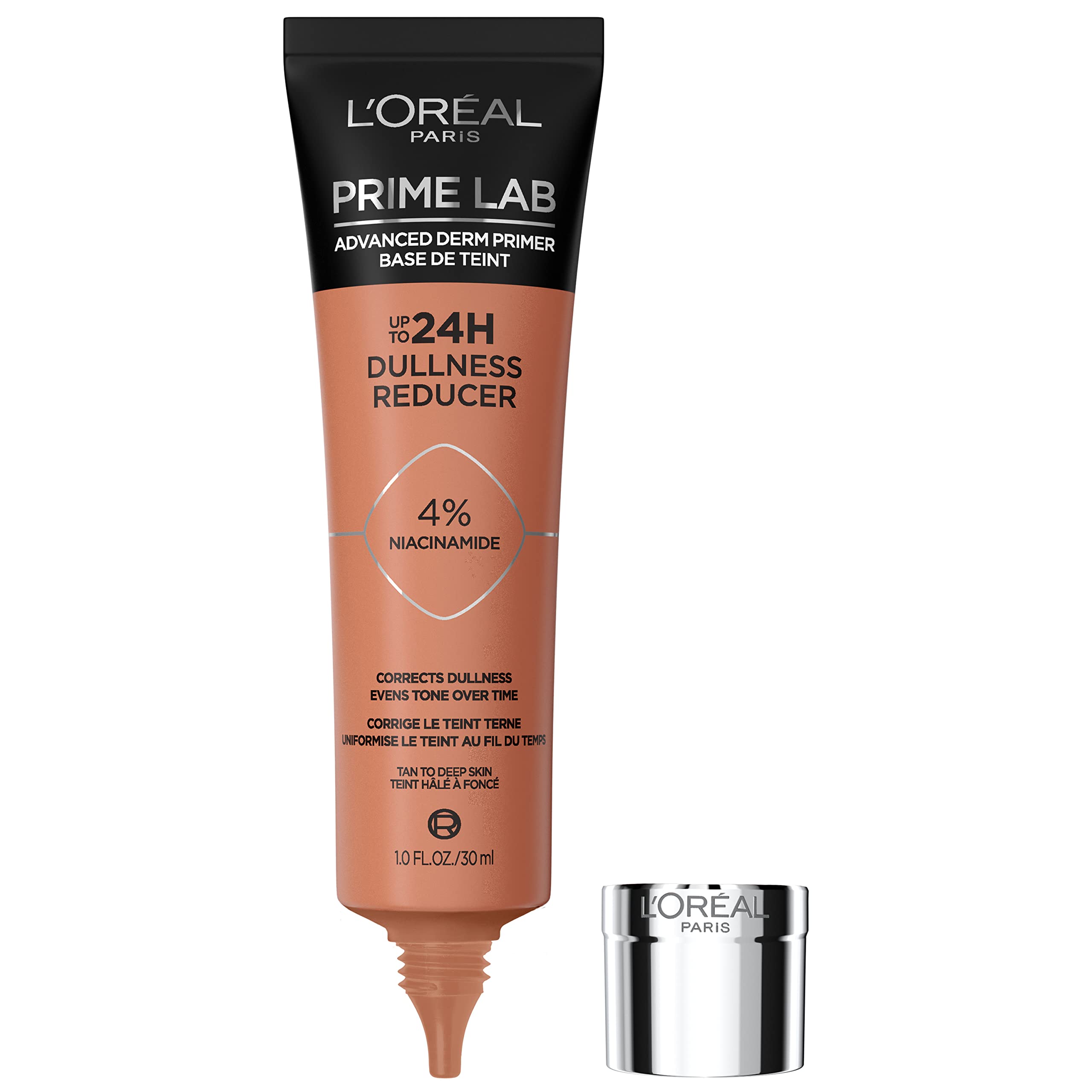 L'Oreal Paris Prime Lab Up to 24H Dullness Reducer, Face Primer Infused with Niacinamide to Reduce Face Dullness and Extend Makeup Wear, 1.01 Fl Oz